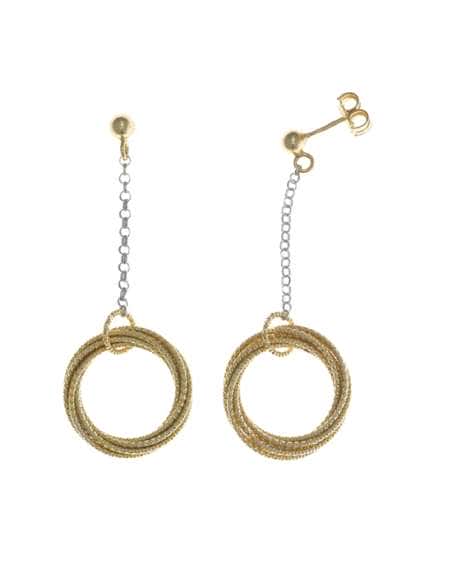 Pendientes para Mujer Pendientes Chapados Oro 18 K con Aros Concéntricos - Salvatore 203A0143