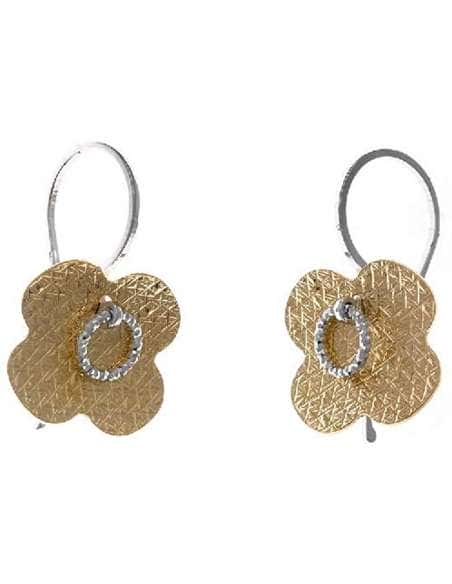 Pendientes para Mujer Pendientes en Plata de Ley Satinada Dorada con Flor - Salvatore 203A0132