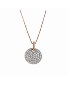 Collar para Mujer  Colgante Circular Pavé de Circonitas en Plata de ley con Baño Oro Rosa - Salvatore 136C0050