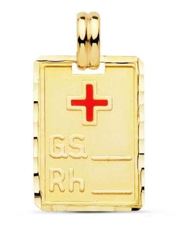 Colgante Chapa Alerta Médica de Oro - Oro Amarillo 18K