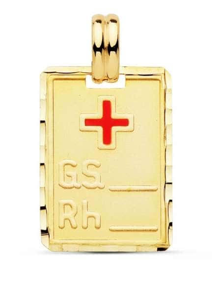 Colgante Chapa Alerta Médica de Oro - Oro Amarillo 18K