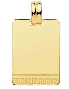 Colgante Chapa  Rectangular Grabada Parte baja - Oro Amarillo 18K