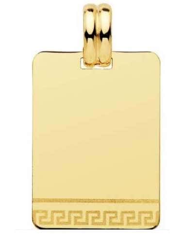 Colgante Chapa  Rectangular Grabada Parte baja - Oro Amarillo 18K