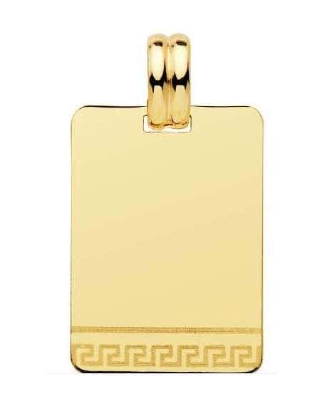 Colgante Chapa  Rectangular Grabada Parte baja - Oro Amarillo 18K