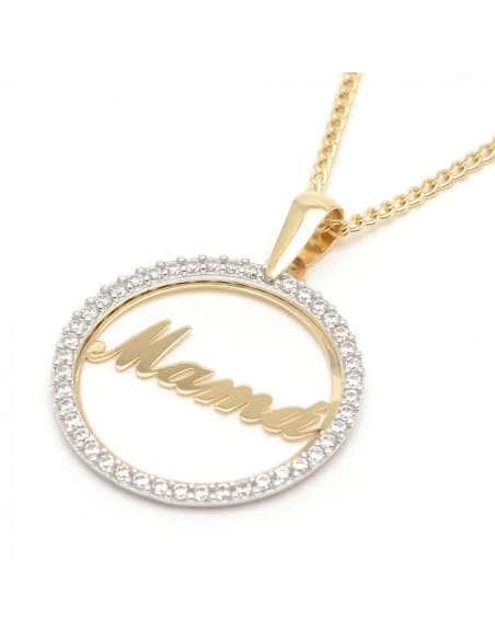 Colgante "Mama" con cerco de circonitas - Oro Amarillo 18K