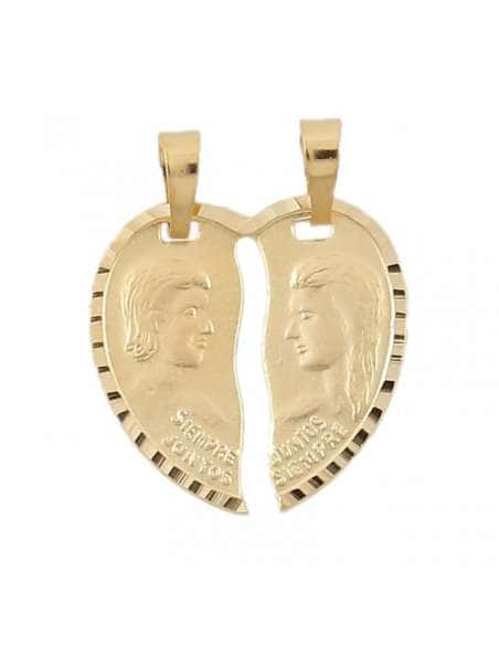 Colgante Corazón Enamorados Para Compartir el Amor - Oro amarillo 18K