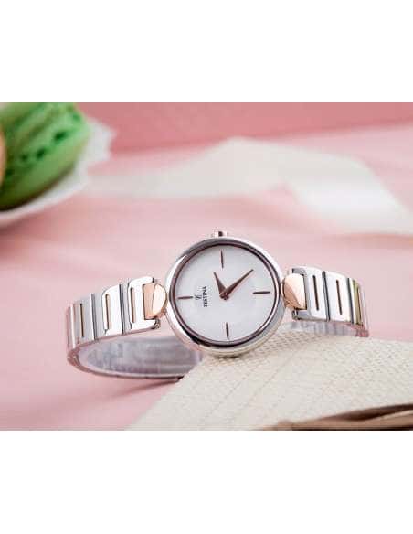 Reloj para Mujer Bicolor en Acero con Detalles en Dorado Rosado - Festina F20320/2