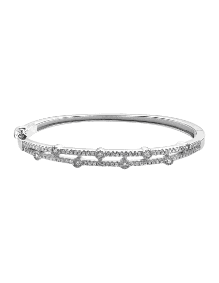 Pulsera Rígida de Plata con Circonitas diseño doble fila - Lotus Silver Lp1878-2/1