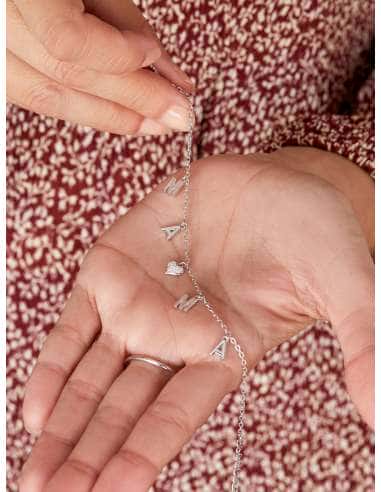 Pulsera Mamá con Corazón y Circonitas de Plata...