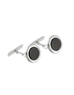 Gemelos con piedra de ónix negro - Oro Blanco 18k