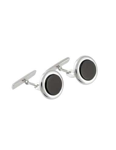 Gemelos con piedra de ónix negro - Oro Blanco 18k