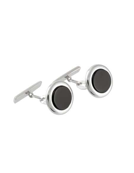Gemelos con piedra de ónix negro - Oro Blanco 18k