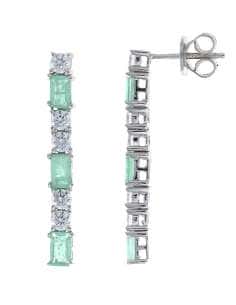 Pendientes para Mujer Tira Baguette Verde en Plata de Ley Rodiada - Salvatore 112A0286