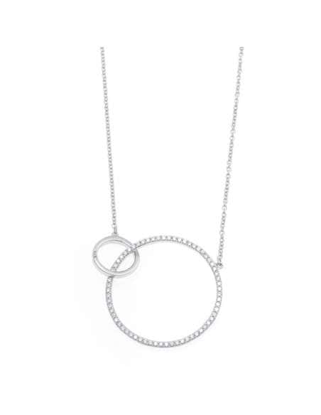 Collar para Mujer de Plata dos círculos con circonitas -  Salvatore 136C0097