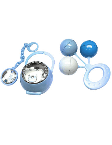 Set Infantil Portachupetes con Pinza y Sonajero...