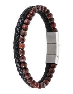 Pulsera para Hombre de Piel trenzada y Piedras - Marea D00103/311