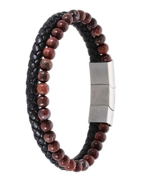 Pulsera para Hombre de Piel trenzada y Piedras - Marea D00103/311