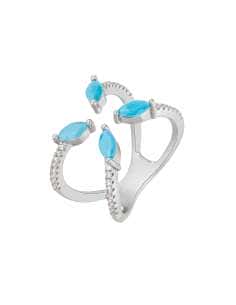 Anillo para Mujer Anillo Turquesa Plata de Ley Rodiada...