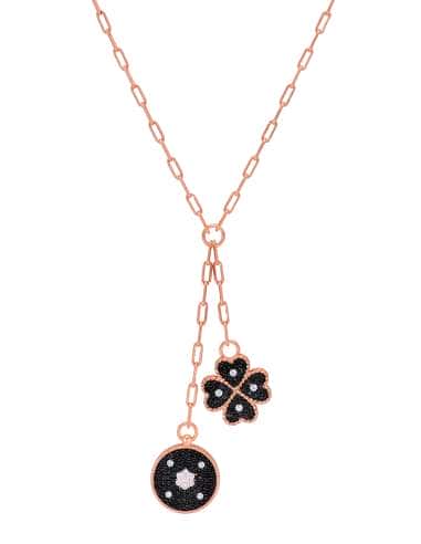 Collar para Mujer de Plata trébol y círculo -...