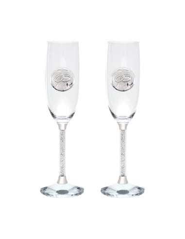 Estuche Copas Enlace Alianzas con pies de cristales - Global Argenti GA4290A