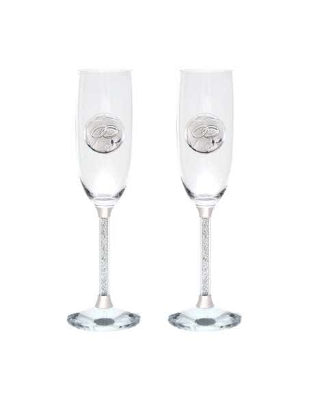 Estuche Copas Enlace Alianzas con pies de cristales - Global Argenti GA4290A