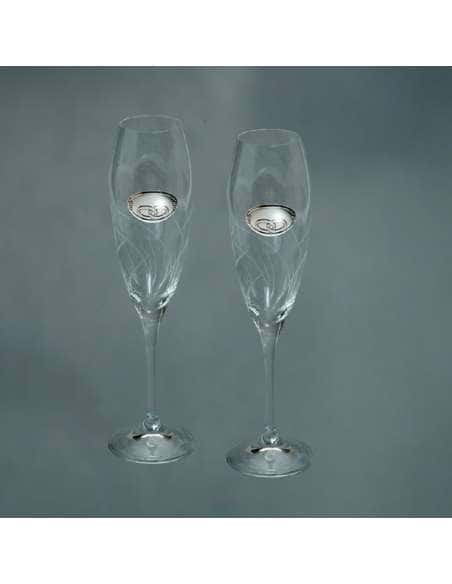 Copas para Bodas con Alianzas cristal de Bohemia y Talladas a Mano -  GA3118A