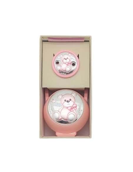 Set Infantil Portachupetes con Pinza Oso rosa - Eventi EV3464/01R