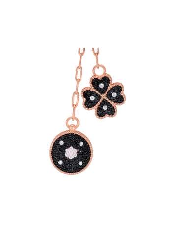 Collar para Mujer de Plata trébol y círculo -...