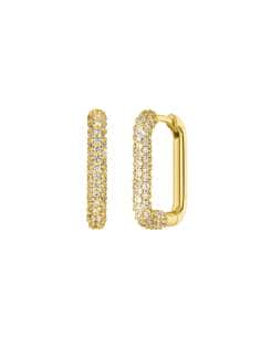 Pendientes para Mujer Rectangulares en Plata de Ley Chapada en oro con Circonitas - Marea D02001/CC