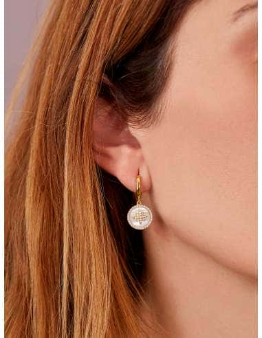 Pendientes para Mujer Medalla Nacarada en Plata...