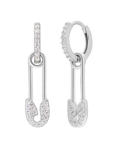 Pendientes para mujer forma de  Imperdible en Plata de Ley Rodiada con Circonitas - Marea D02001/AE