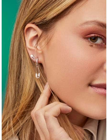 Pendientes para mujer forma de  Imperdible en Plata de Ley Rodiada con Circonitas - Marea D02001/AE