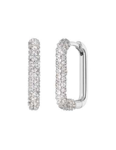 Pendientes para Mujer Rectangular Resplandor en Plata de Ley Rodiada con Circonitas Brillantes -Marea D02001/CA