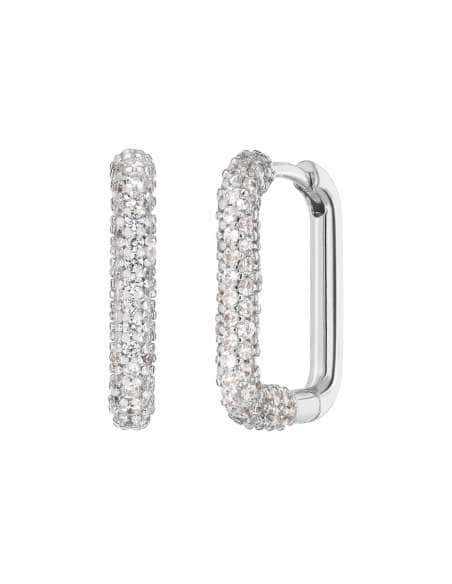 Pendientes para Mujer Rectangular Resplandor en Plata de Ley Rodiada con Circonitas Brillantes -Marea D02001/CA