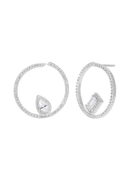 Pendientes para Mujer Aro Circular en Plata de Ley Rodiada con Circonitas - Marea D02201/AC