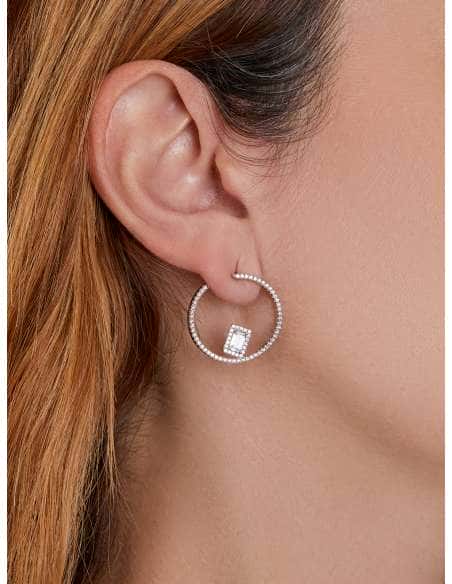 Pendientes para Mujer Aro Circular en Plata de Ley Rodiada con Circonitas - Marea D02201/AC