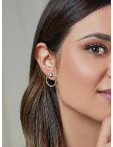 Pendientes para Mujer Dúo Aro y Botón  en Plata...