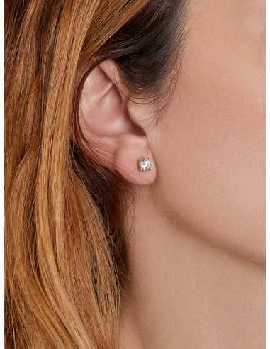 Pendientes para Mujer Dúo Aro y Botón  en Plata...