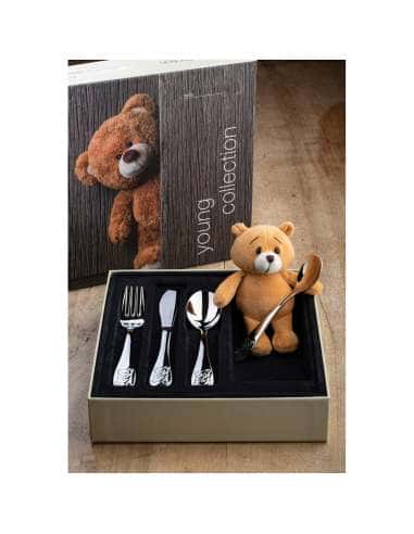 Set cubiertos 4 piezas de acero para Bebe con...