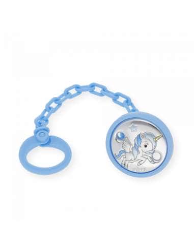 Set Infantil Portachupetes con Pinza Unicornio Azul - Eventi EV3244/01C