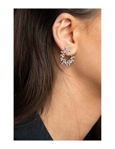 Pendientes para Mujer Baguette Circle en Plata...