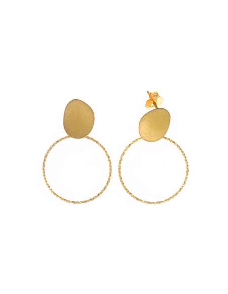 Pendientes para Mujer Óvalo Satinado y Aro Diamantado - Salvatore 203A0294