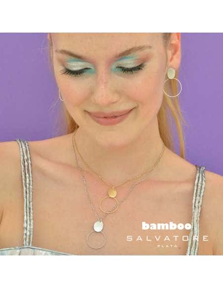 Pendientes para Mujer Óvalo Satinado y Aro Diamantado - Salvatore 203A0294