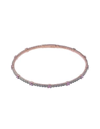 Pulsera para Mujer de Plata Chapada en Oro Rosa con Circonitas Rosas y Verdes – Salvatore 136P0178