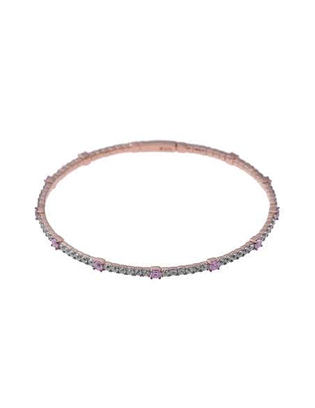 Pulsera para Mujer de Plata Chapada en Oro Rosa con Circonitas Rosas y Verdes – Salvatore 136P0178