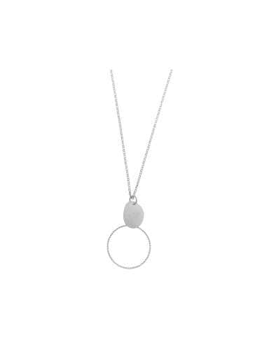 Collar para Mujer de Plata con Círculo Texturizado - Salvatore 203C0060