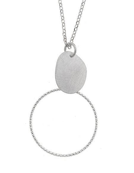 Collar para Mujer de Plata con Círculo Texturizado - Salvatore 203C0060