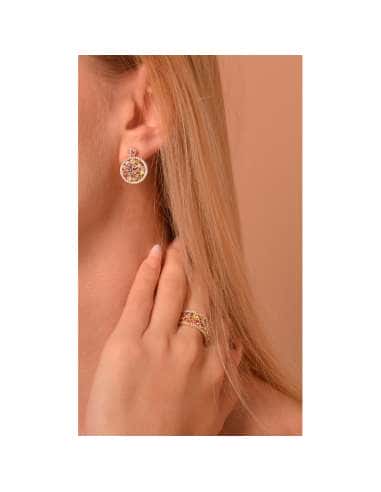 Anillo para Mujer Anillo Plata de Ley Baño Oro...