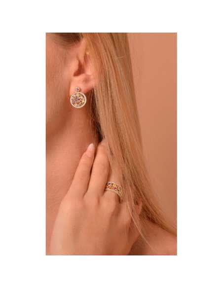 Anillo para Mujer Anillo Plata de Ley Baño Oro y Circonitas Multicolor - Salvatore 211S0174/20