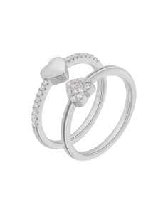 Anillo para Mujer Doble Corazones en Plata de Ley y Circonitas - Marea D02906/AI14